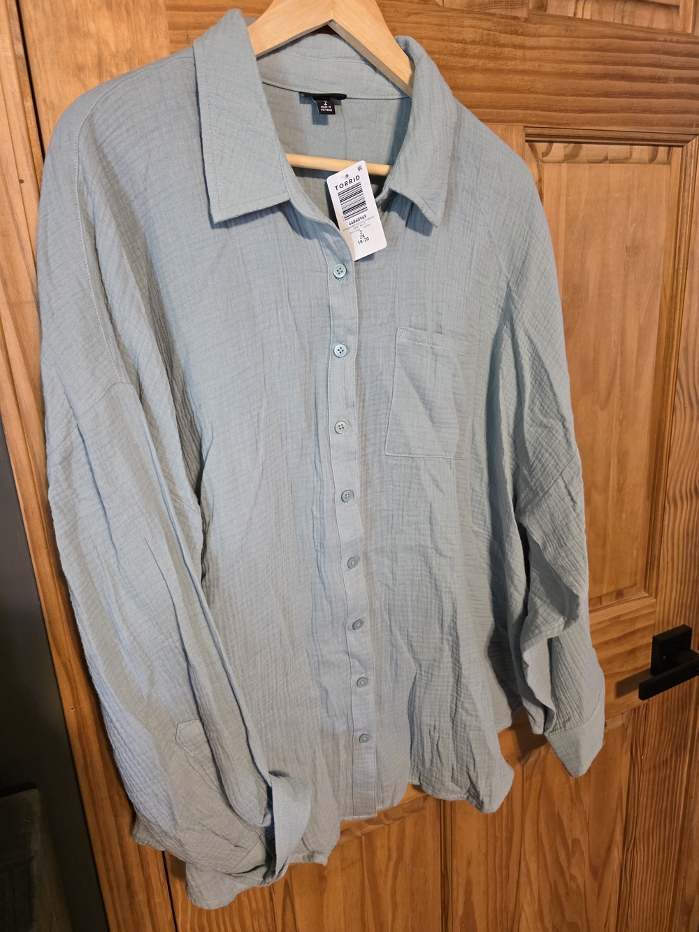 Womens Plus Size Torrid Gauze Drop Shoulder Button Down